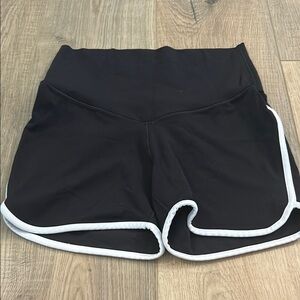 Aerie Black and White Athletic Shorts with Curved Hem